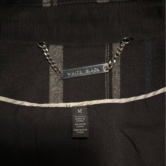 White House Black Market 
Black and Gray Plaid Trench Coat - Picture 9 of 9